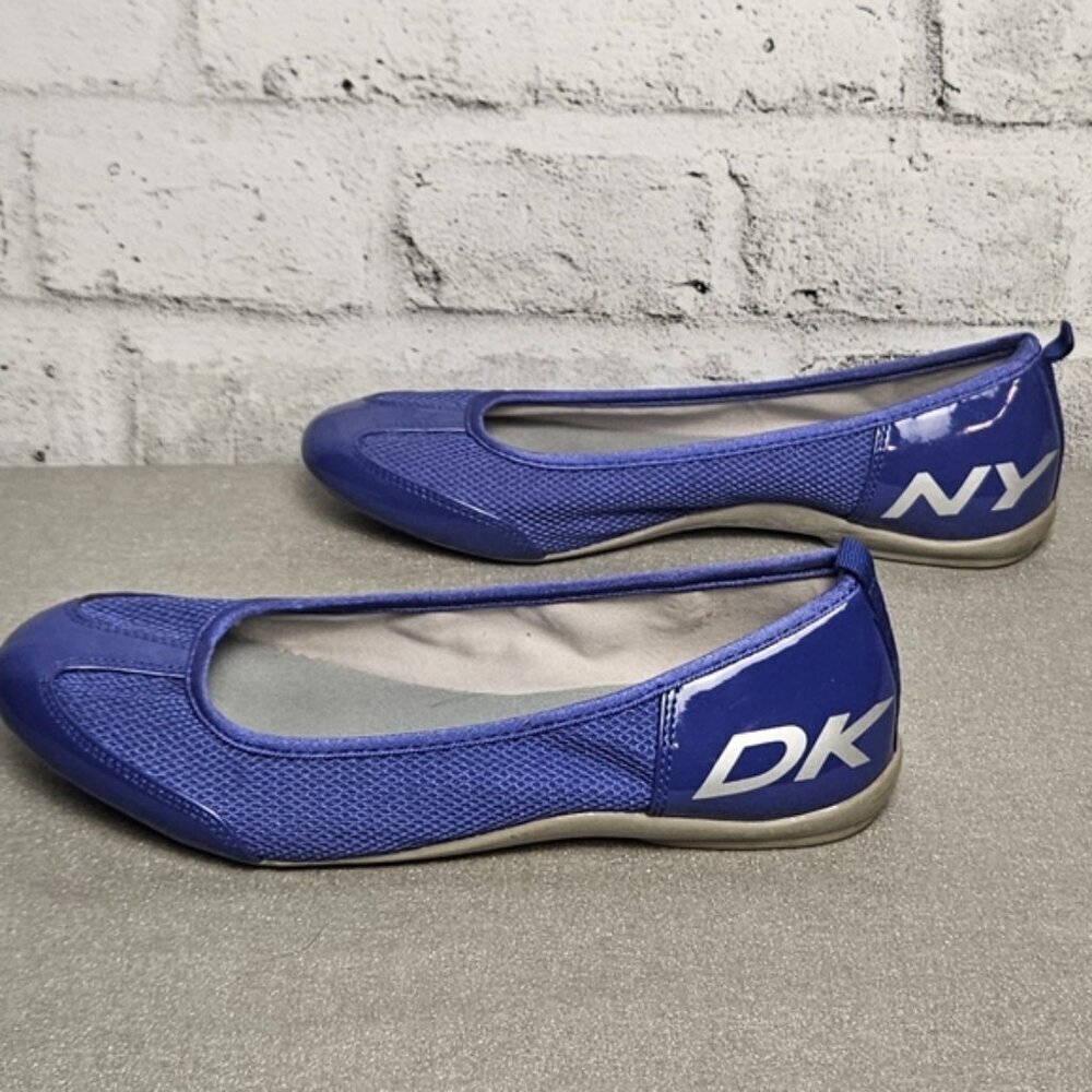 DKNY Blue Mesh Ballet Flats Sporty Logo Slip On Shoes Womens Size 7